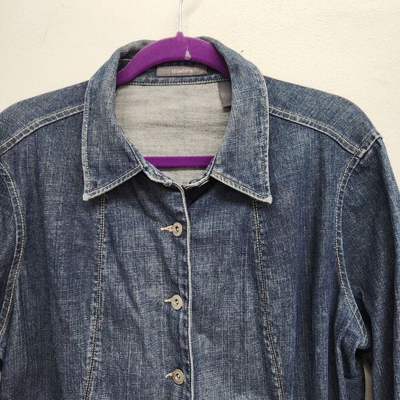 Liz Claiborne Denim Jacket Size XL Blue Medium Wash Cotton Trucker Pockets - Picture 2 of 11
